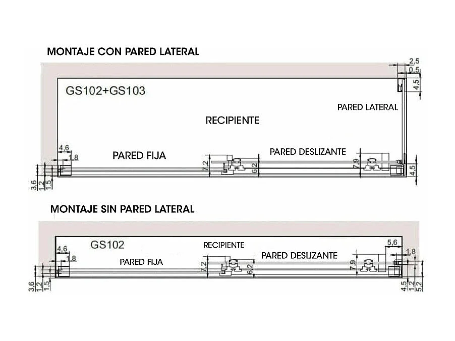 Paroi de douche fixe + Porte coulissante GLASÉ profil noir mat 160 cm Sans paroi latérale