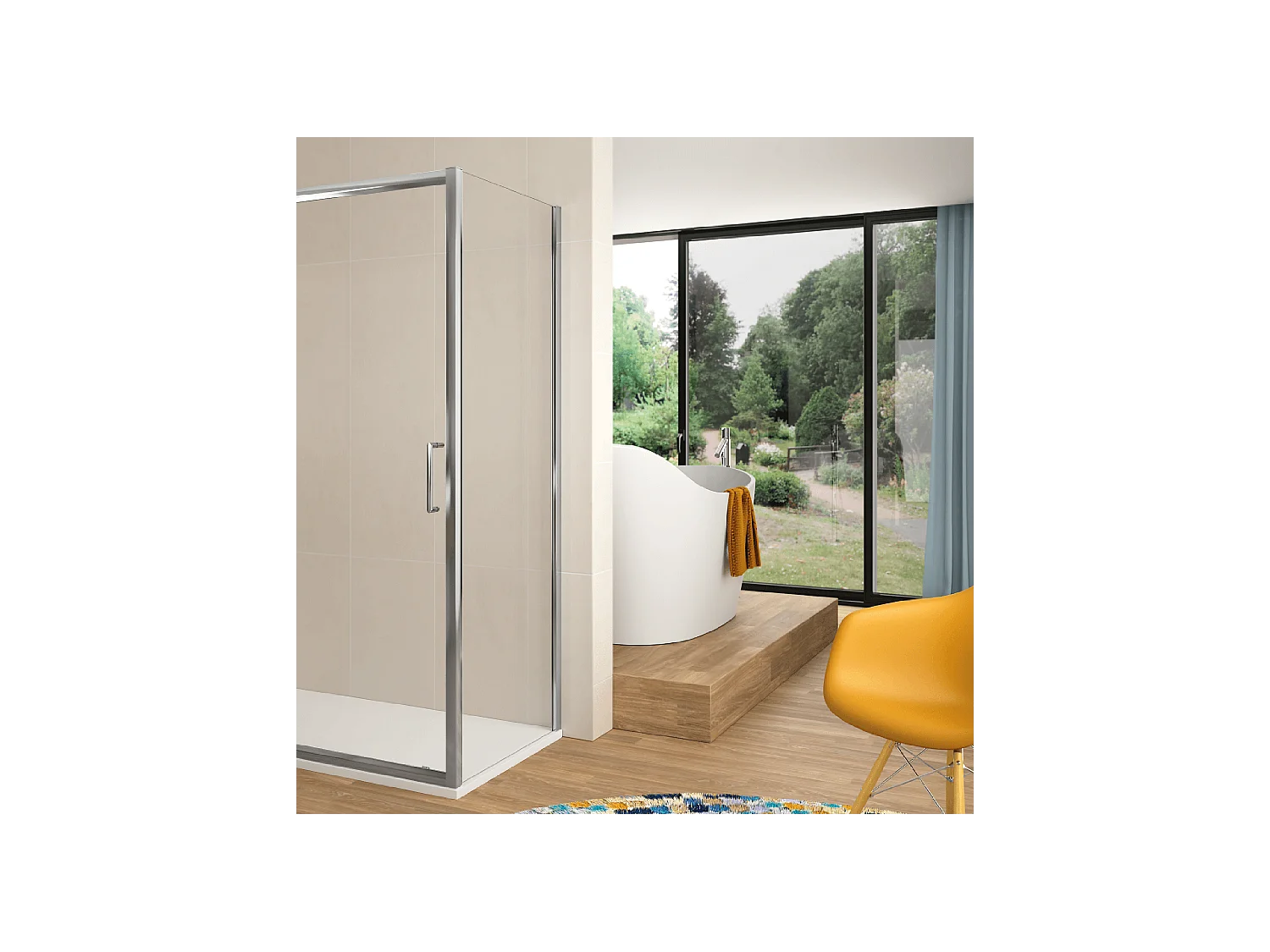 Frontal de ducha + Puerta Corredera 140 cm BELLA Lateral fijo: 77 - 79 cm