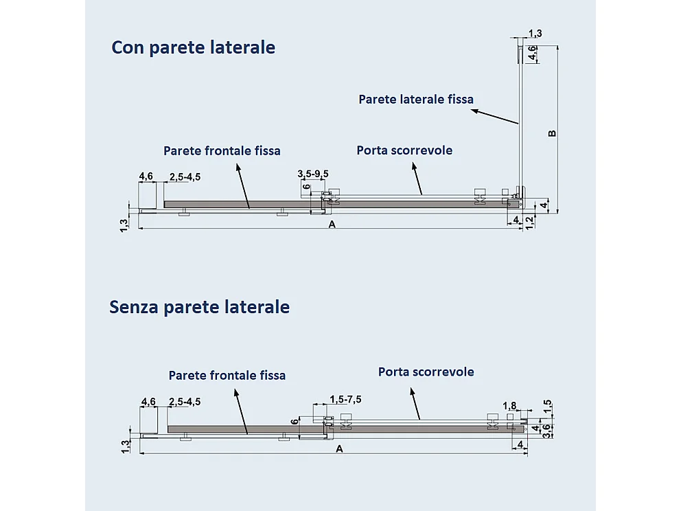 Paroi de douche fixe + Porte coulissante LUNA verre sérigraphié 120 cm  Sans paroi latérale
