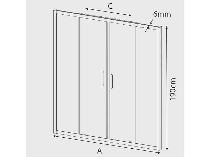 Frontal de ducha 2 Fijos  + 2 Puertas Correderas 140 cm 140 cm  BELLA