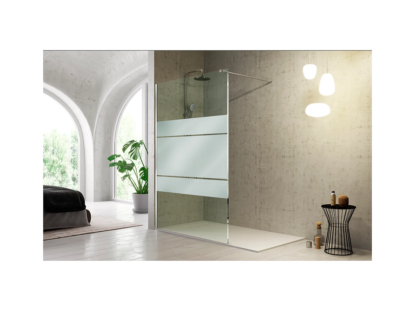 Panel fijo de ducha 80 cm FRESH Cristal serigrafiado