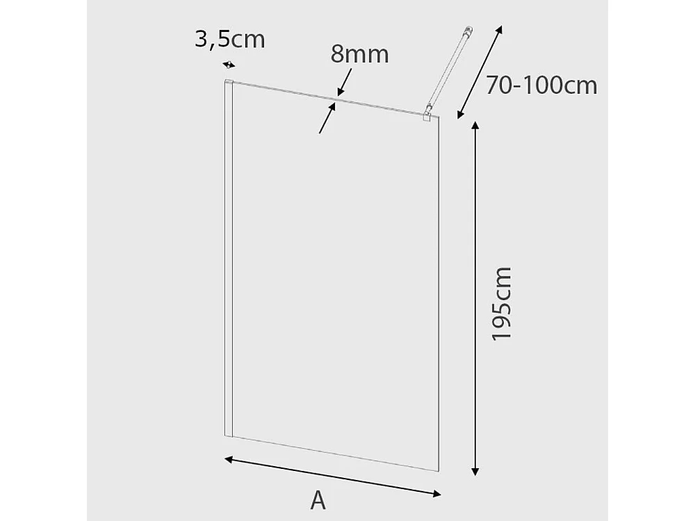 Paroi de douche fixe FRESH verre sérigraphié 80 cm
