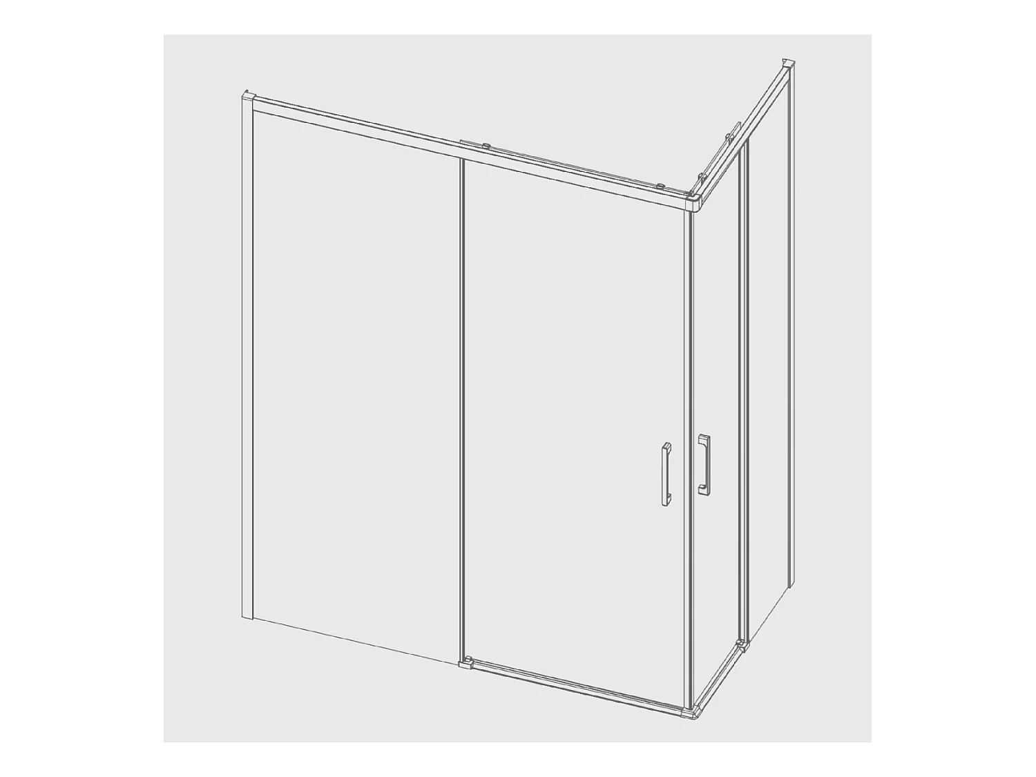 Angular de ducha 2 Fijos 90 cm + 2 Puertas Correderas 130 cm 130 cm YOKO