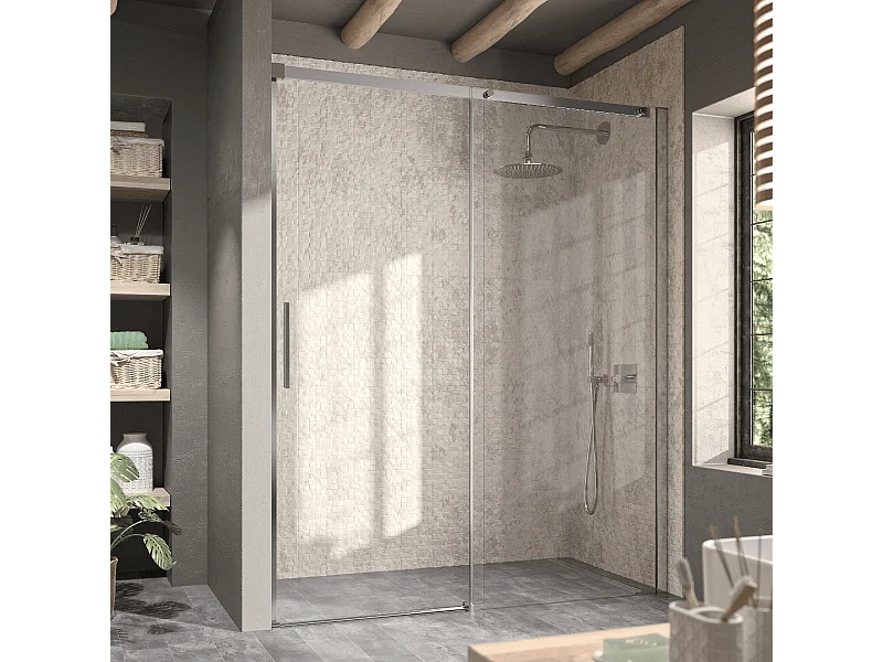 Paroi de douche fixe + Porte coulissante LUNA 125 cm  Sans paroi latérale