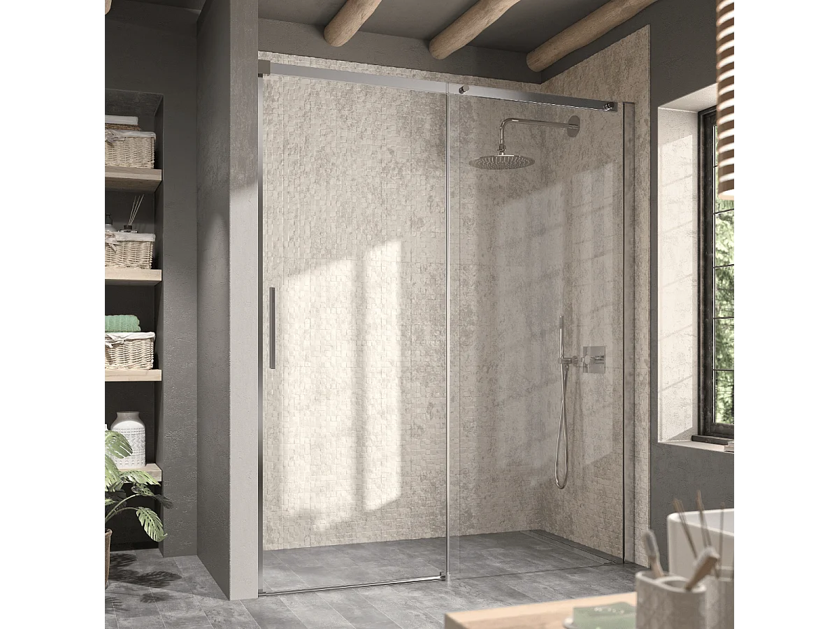 Porta doccia fissa + porta scorrevole LUNA 160 cm