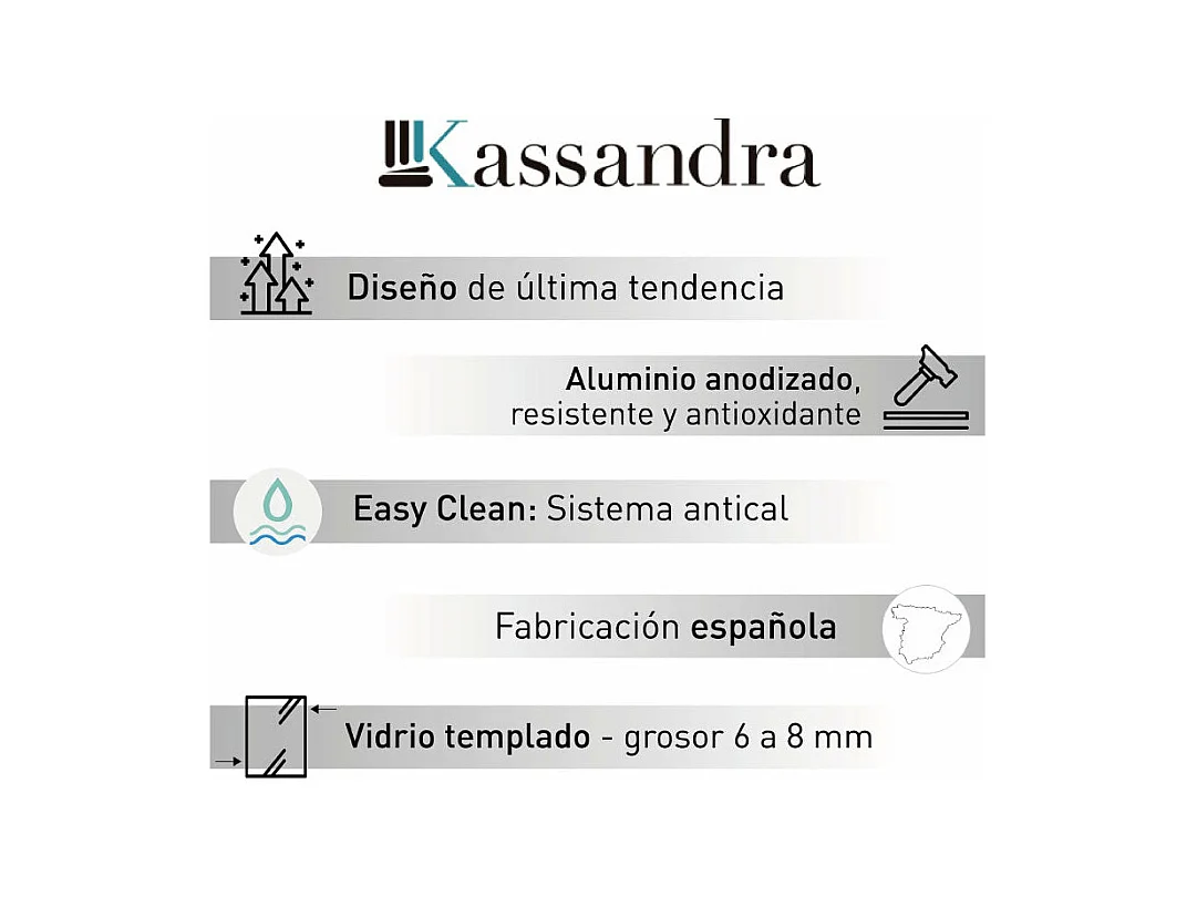 Frontal de ducha 2 Fijos + 2 Puertas Correderas 135 cm GLASÉ perfil Negro