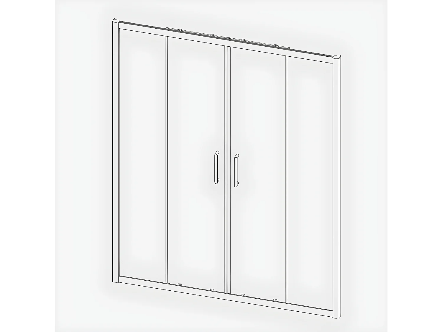 Frontal de ducha 2 Fijos  Lateral Fijo : 67 - 69 cm + 2 Puertas Correderas 180 cm 180 cm  BELLA  Lateral Fijo : 67 - 69 cm