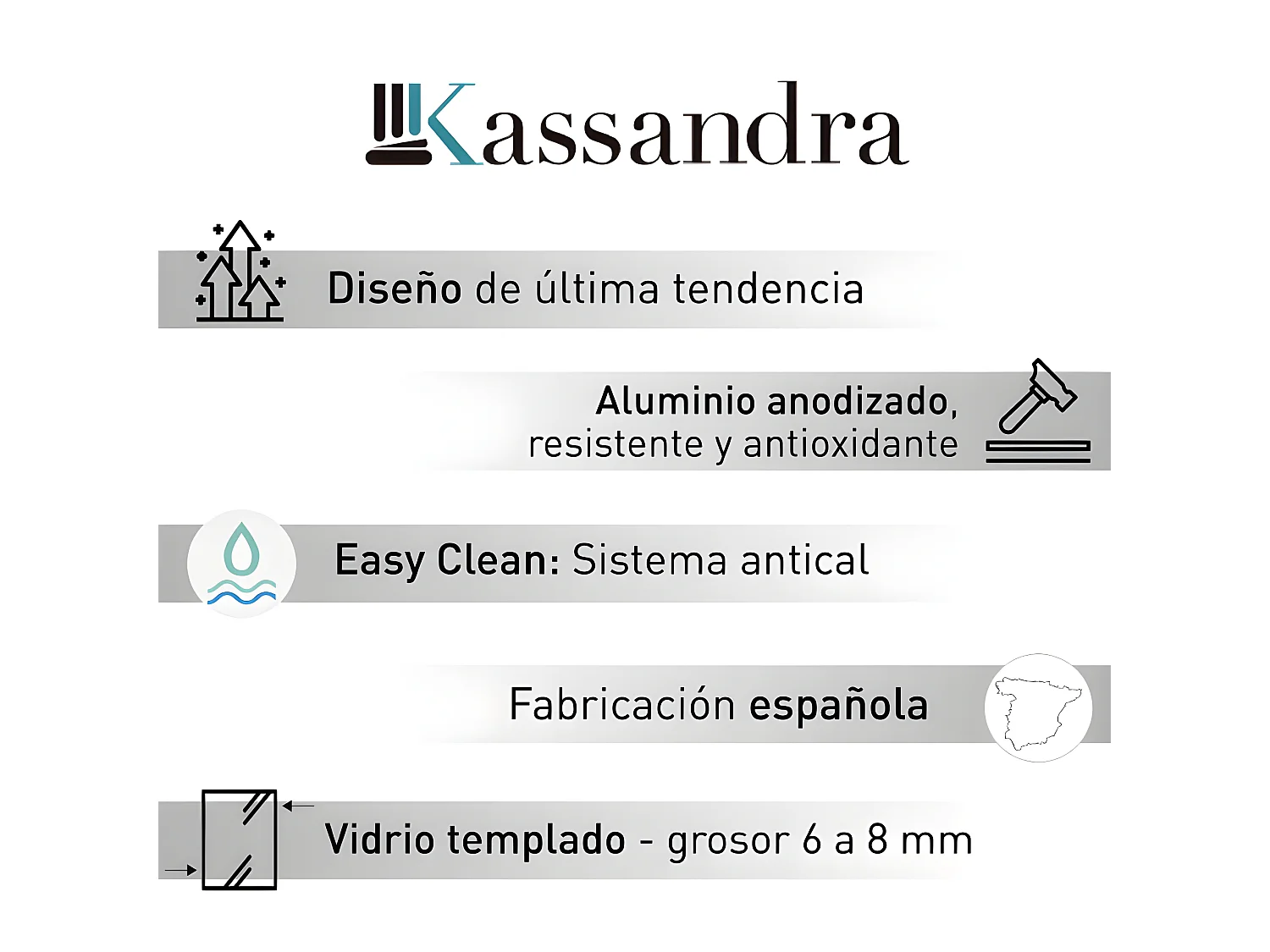 Frontal de ducha + Puerta Corredera 175 cm GLASÉ perfil Blanco Pared lateral: 66 - 69 cm