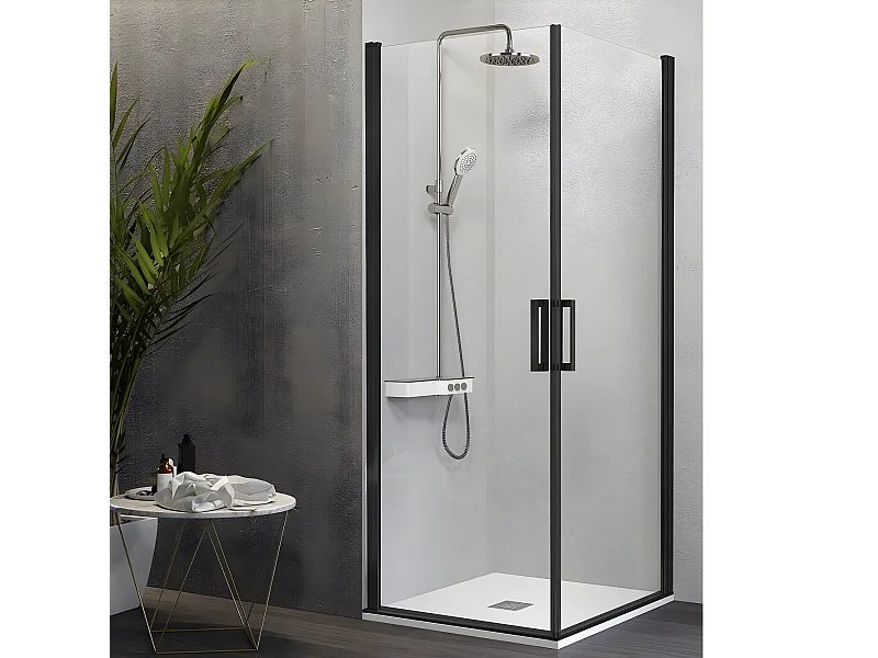 Angular de ducha 2 Puertas Abatibles 55 cm y 80 cm NARDI perfil negro mate