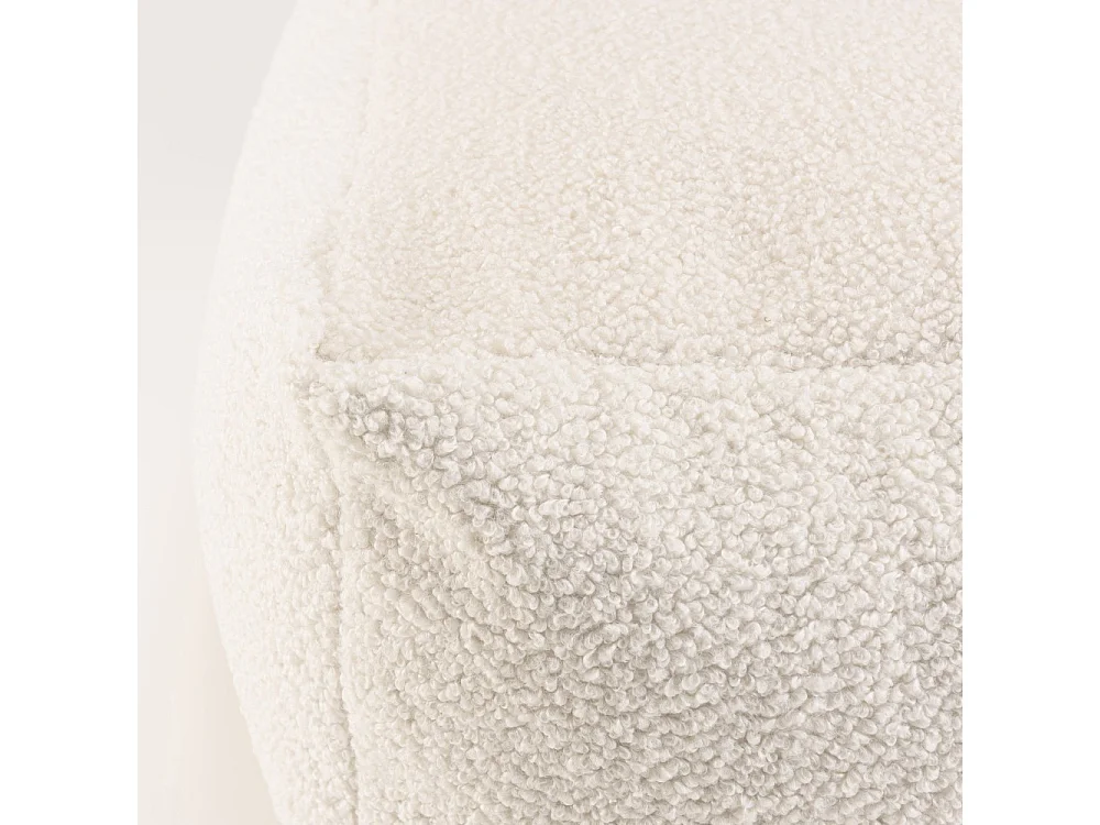 AGATHE - Pouf carré 53x53cm tissu bouclette blanc