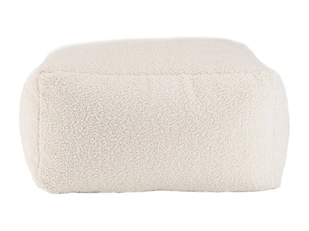 AGATHE - Pouf carré 53x53cm tissu bouclette blanc