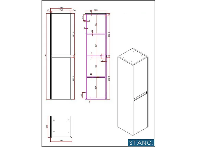 Hängeschrank FORTINA 30x120 cm weiß