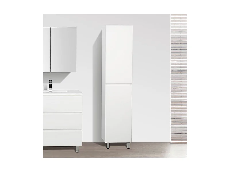Grande armoire de rangement VERONA hauteur 176 cm blanc laqué