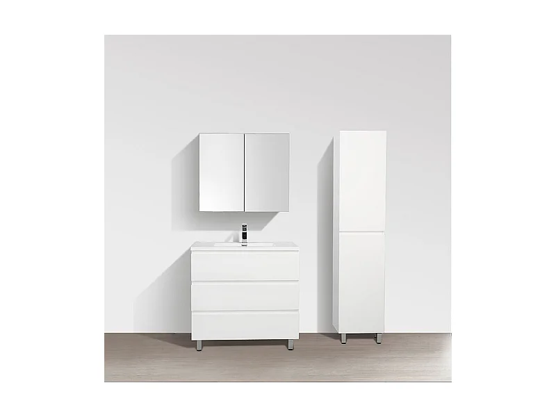 Grande armoire de rangement VERONA hauteur 176 cm blanc laqué