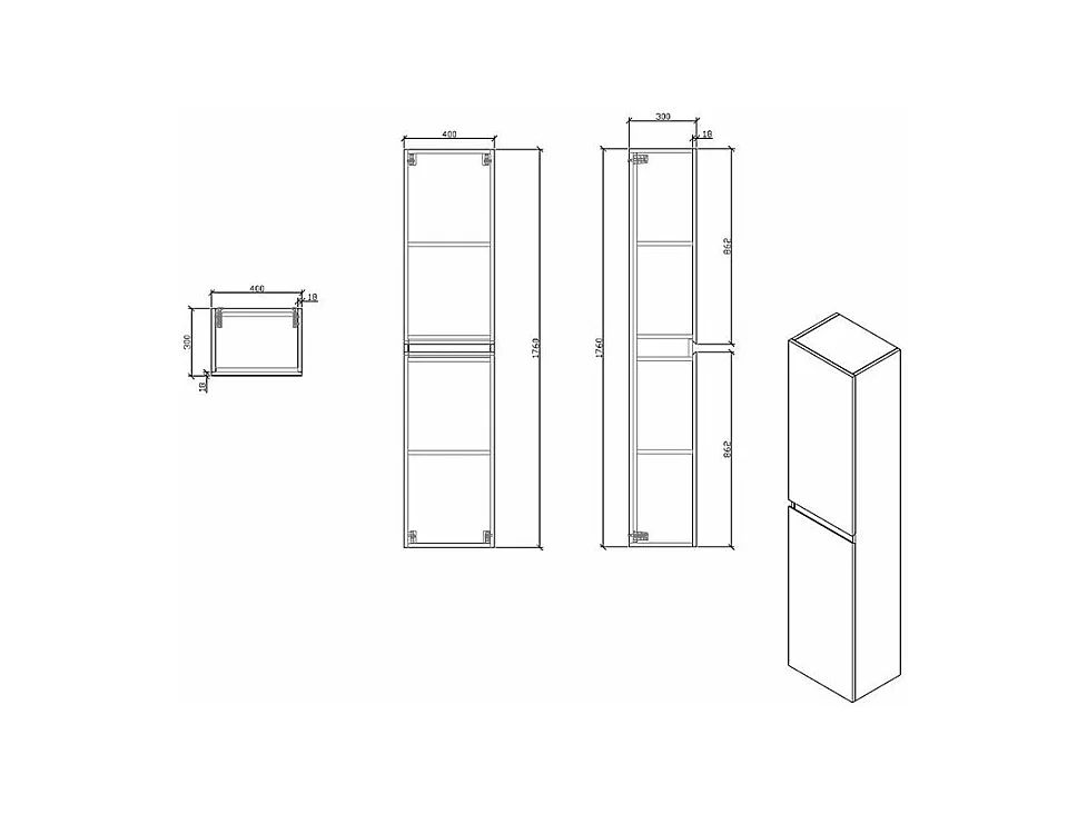 Grande armoire de rangement VERONA hauteur 176 cm blanc laqué