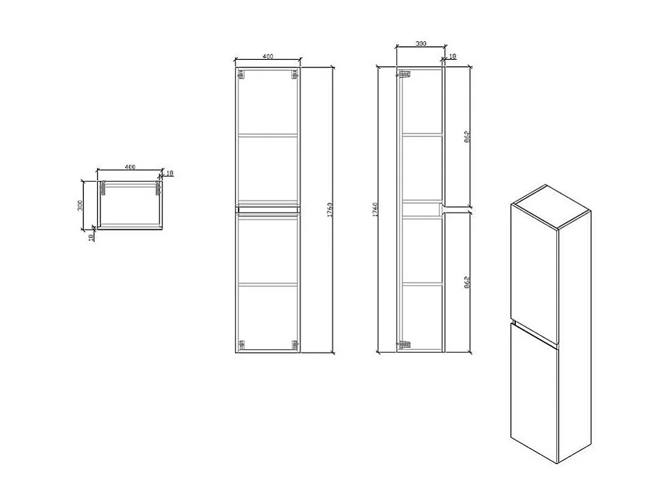 Grande armoire de rangement VERONA hauteur 176 cm blanc laqué