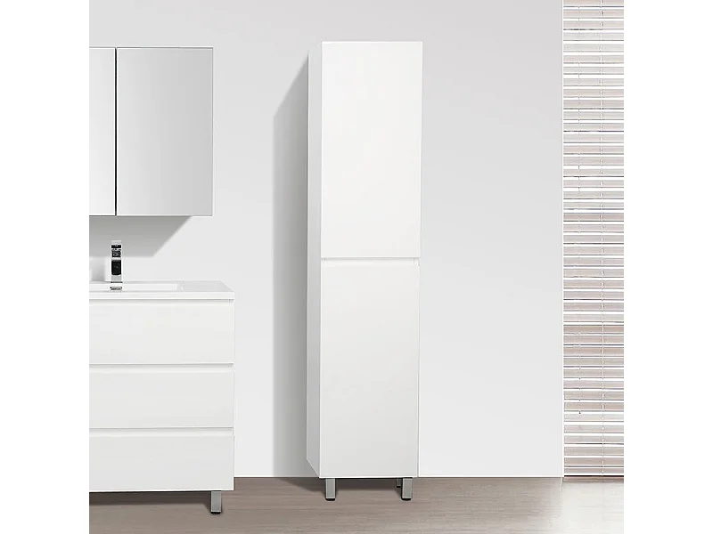 Grande armoire de rangement VERONA hauteur 176 cm blanc laqué