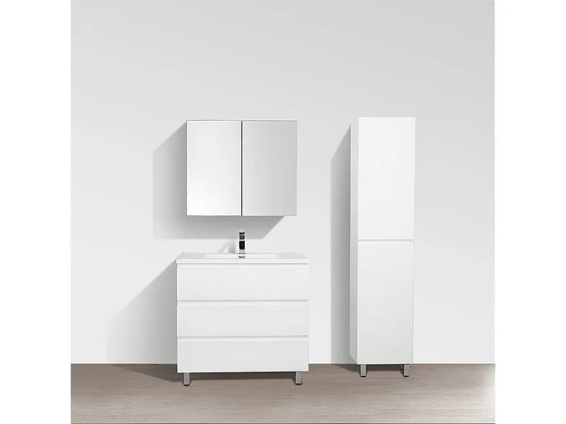 Grande armoire de rangement VERONA hauteur 176 cm blanc laqué