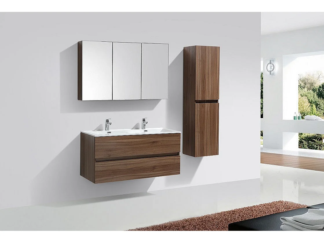 Badschrank 150 cm vertikal montiert Nussbaum SIENA