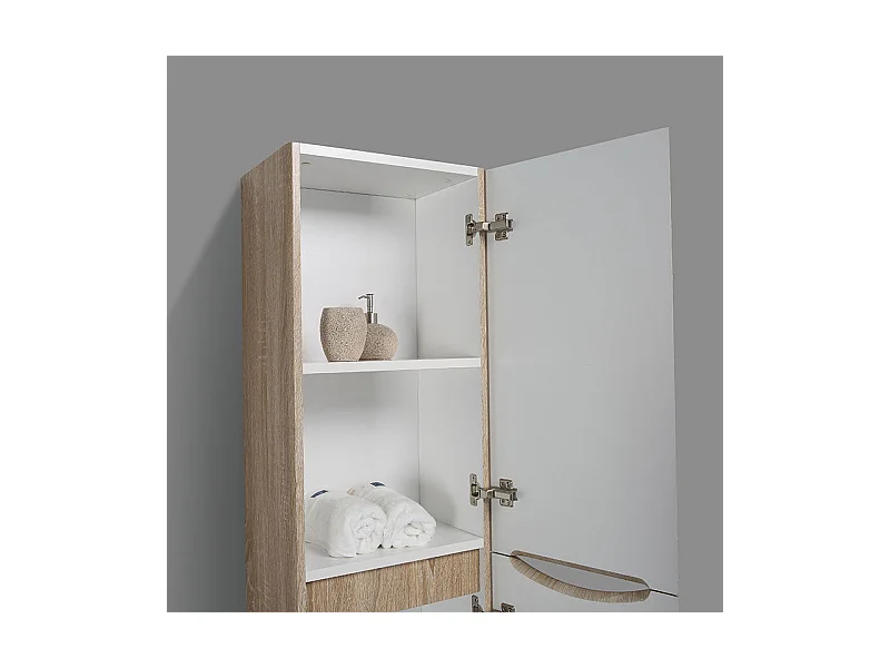Grande armoire de rangement PIACENZA hauteur 150 cm chêne clair