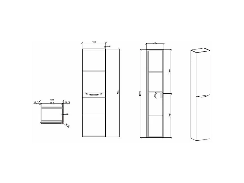 Grande armoire de rangement PIACENZA hauteur 150 cm chêne clair