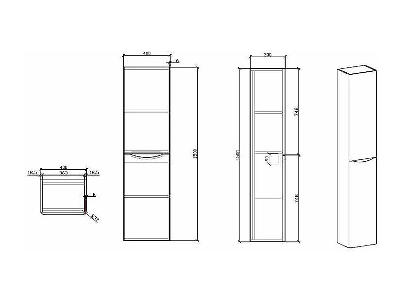 Mueble Auxiliar Suspendido 150 cm PIACENZA -  Roble Claro