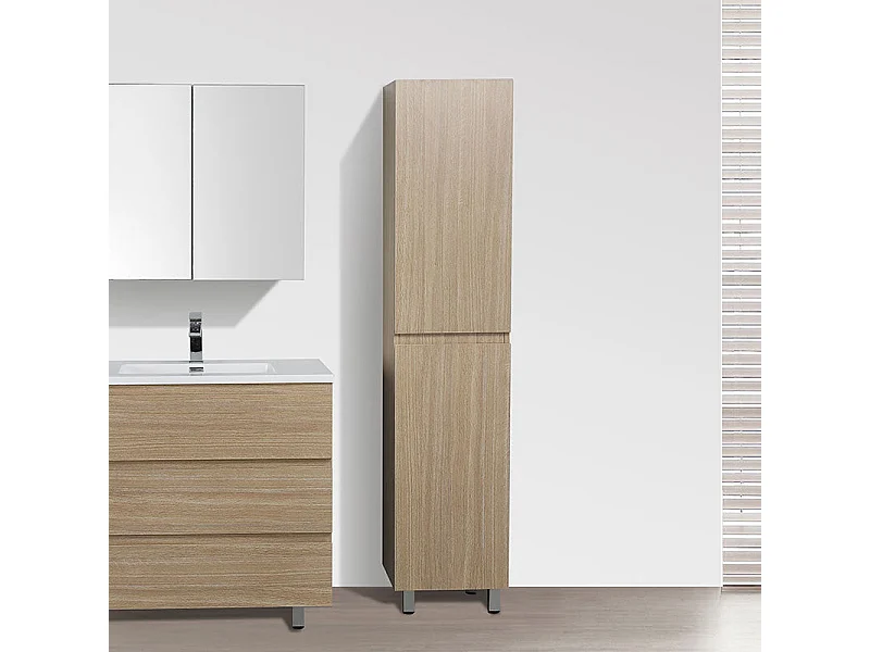 Grande armoire de rangement VERONA hauteur 176 cm chêne clair texturé