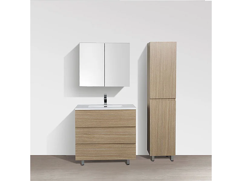 Grande armoire de rangement VERONA hauteur 176 cm chêne clair texturé