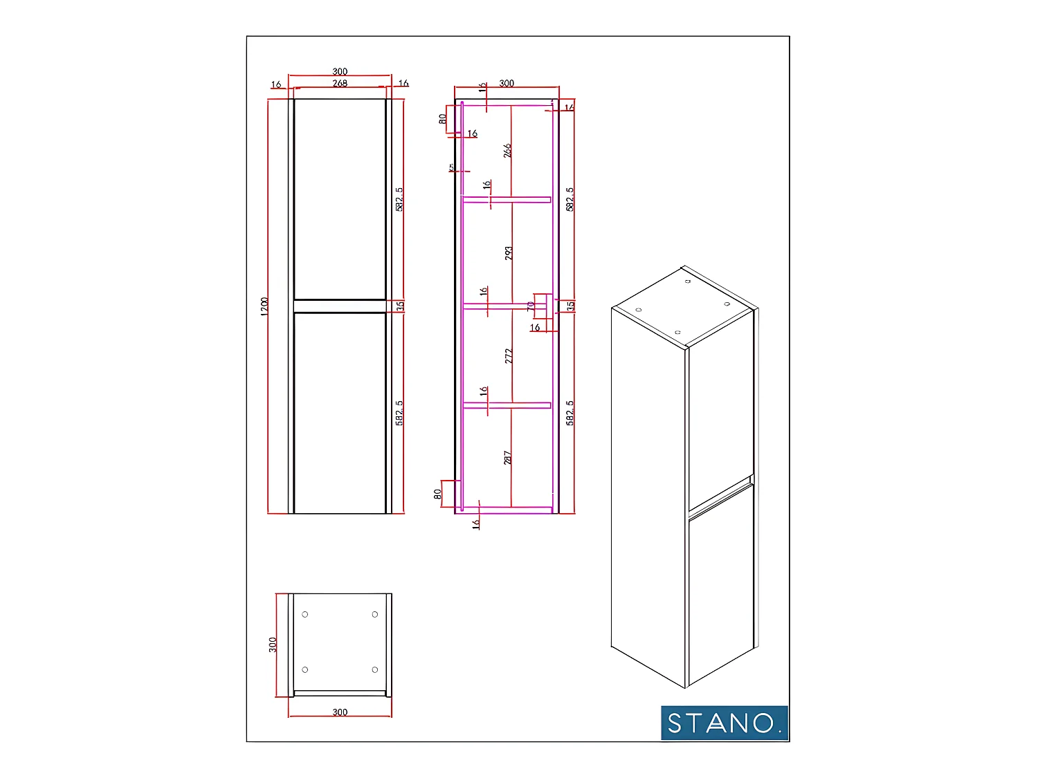 Grande armoire de rangement FORTINA hauteur 120 cm chêne clair