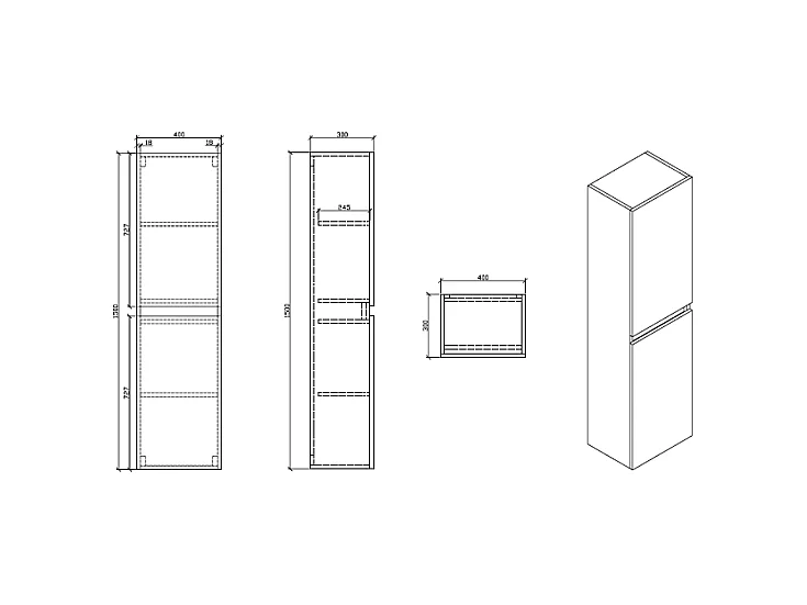Grande armoire de rangement SIENA hauteur 150 cm chêne clair