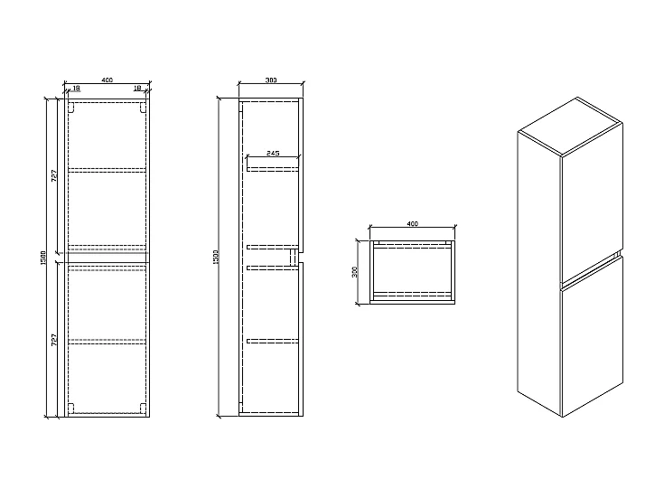 Grande armoire de rangement SIENA hauteur 150 cm chêne clair