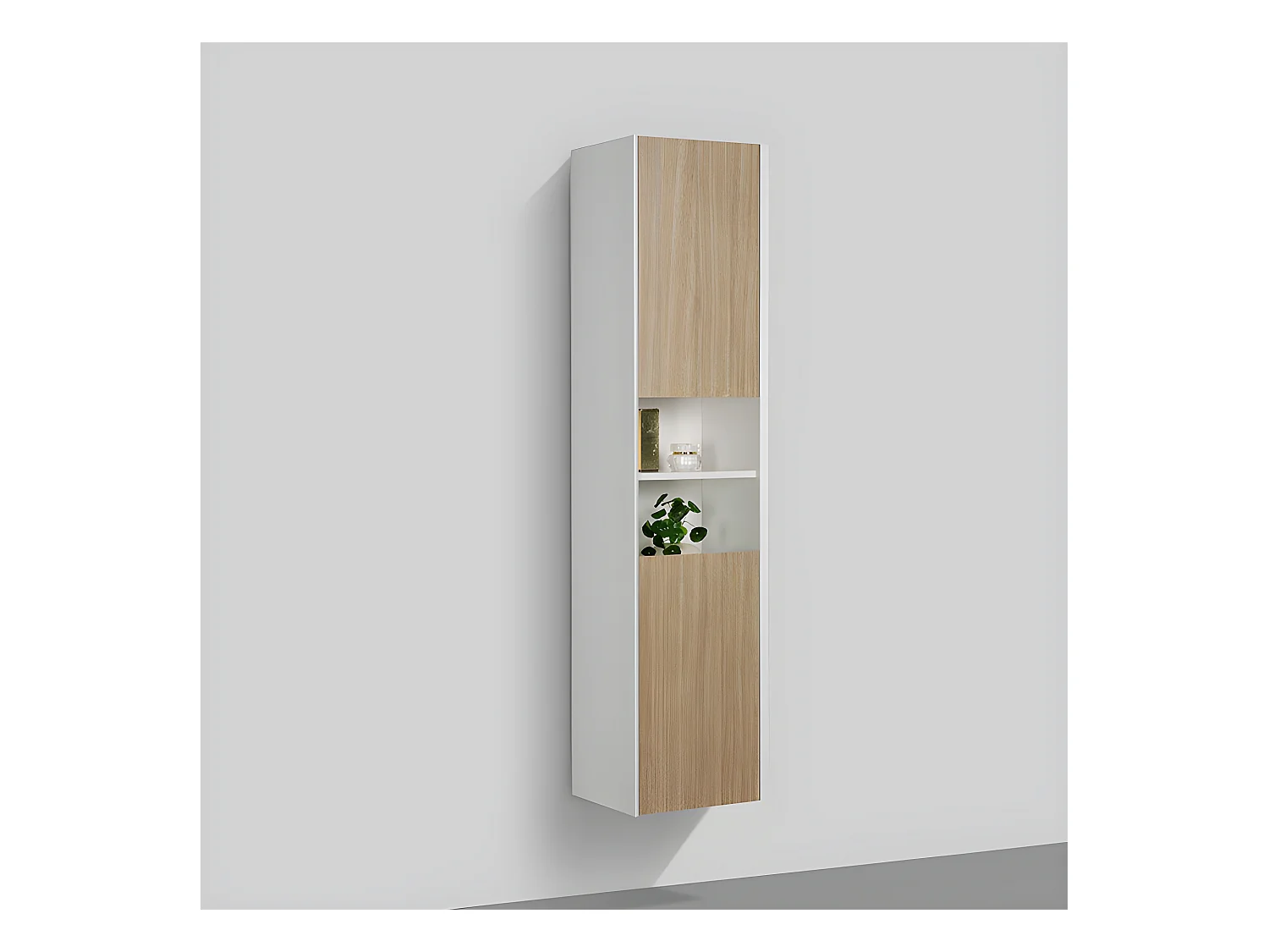 Grande armoire de rangement PALIO hauteur 170 cm chêne clair texturé