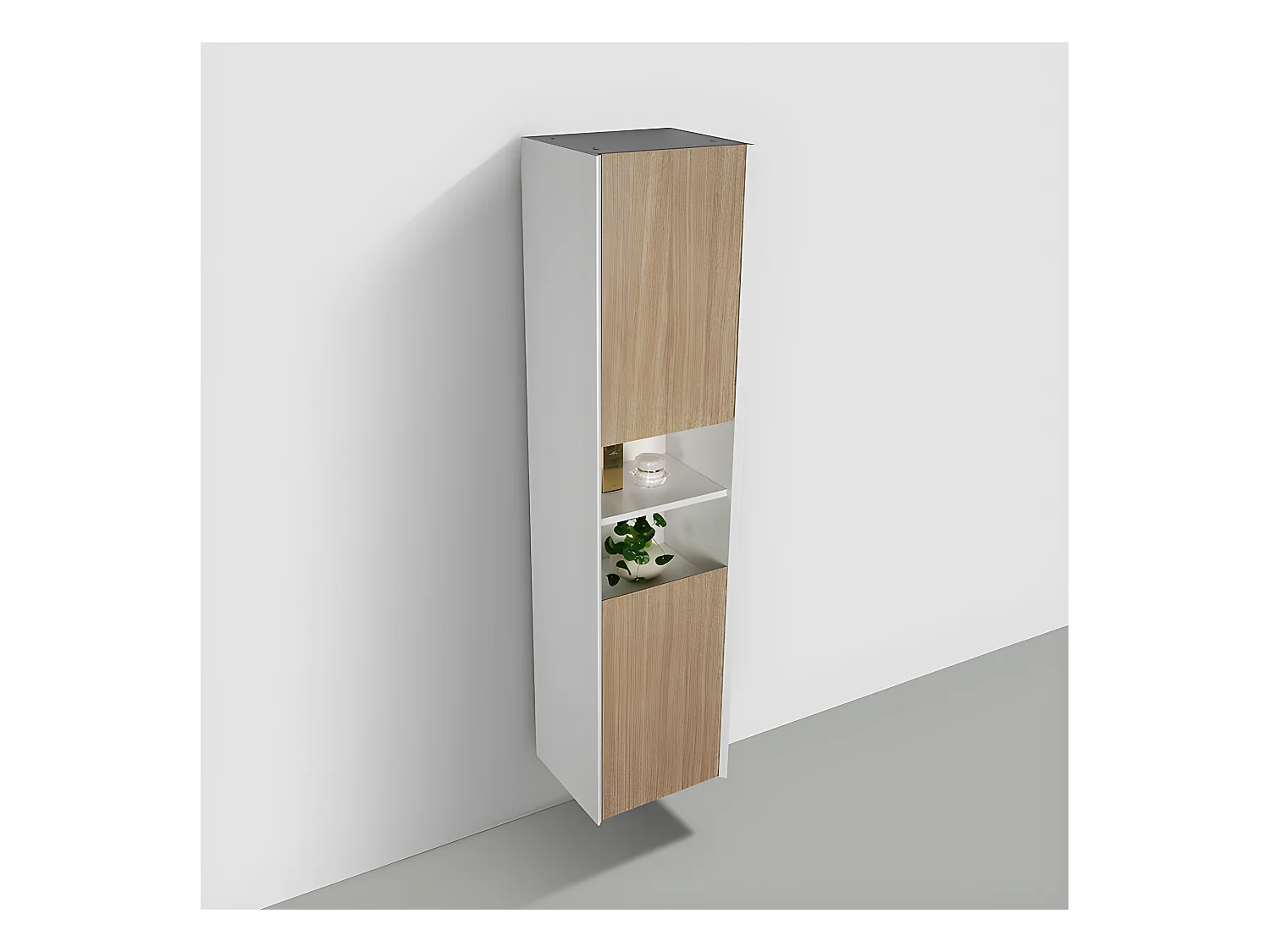 Grande armoire de rangement PALIO hauteur 170 cm chêne clair texturé