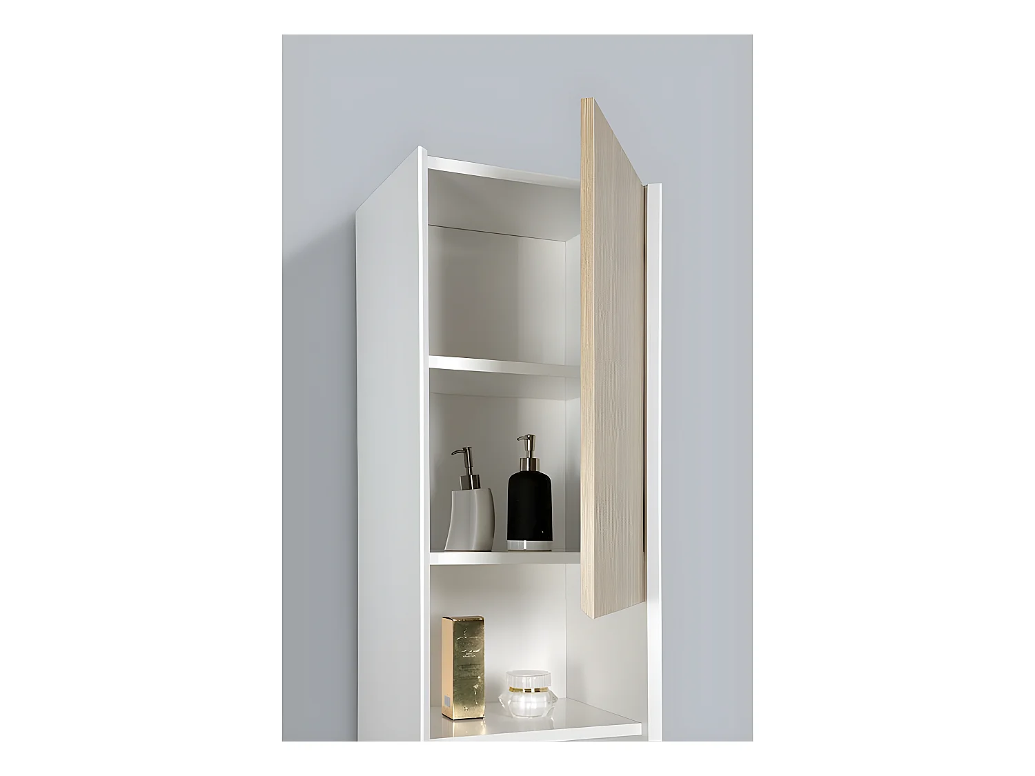 Grande armoire de rangement PALIO hauteur 170 cm chêne clair texturé