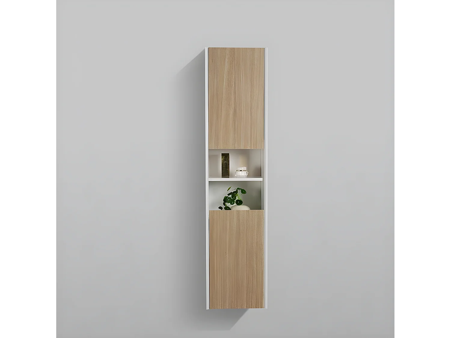 Grande armoire de rangement PALIO hauteur 170 cm chêne clair texturé