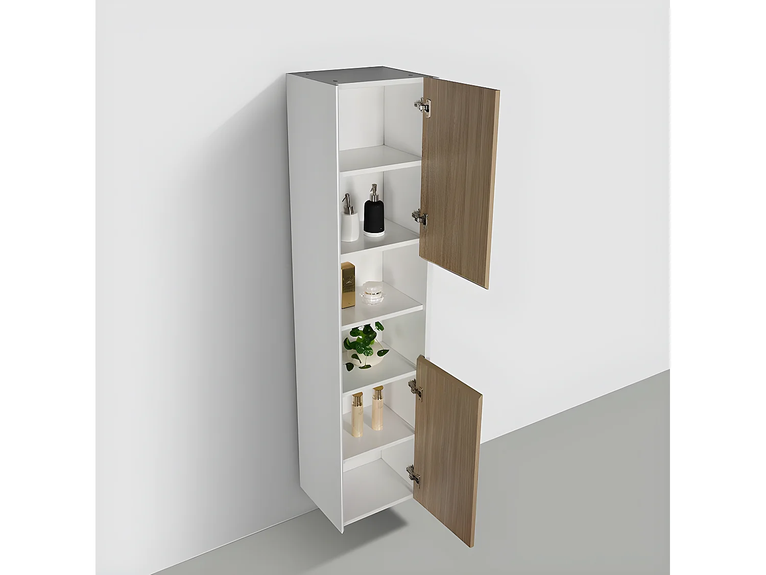 Grande armoire de rangement PALIO hauteur 170 cm chêne clair texturé