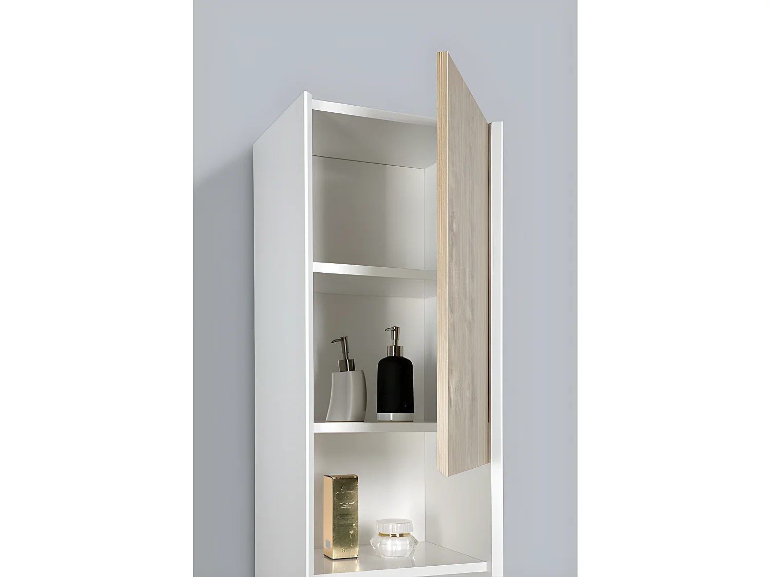 Grande armoire de rangement PALIO hauteur 170 cm chêne clair texturé
