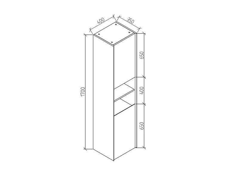 Grande armoire de rangement PALIO hauteur 170 cm blanc mat 40 cm