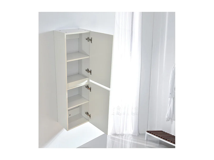 Grande armoire de rangement LINEA hauteur 120 cm mélaminé blanc