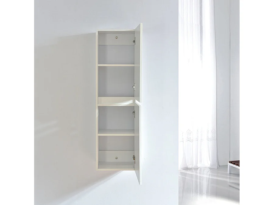 Grande armoire de rangement LINEA hauteur 120 cm mélaminé blanc 35 cm