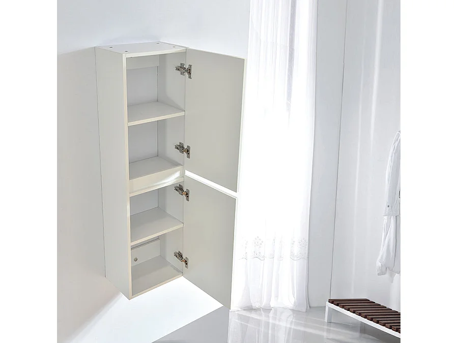Grande armoire de rangement LINEA hauteur 120 cm mélaminé blanc 35 cm