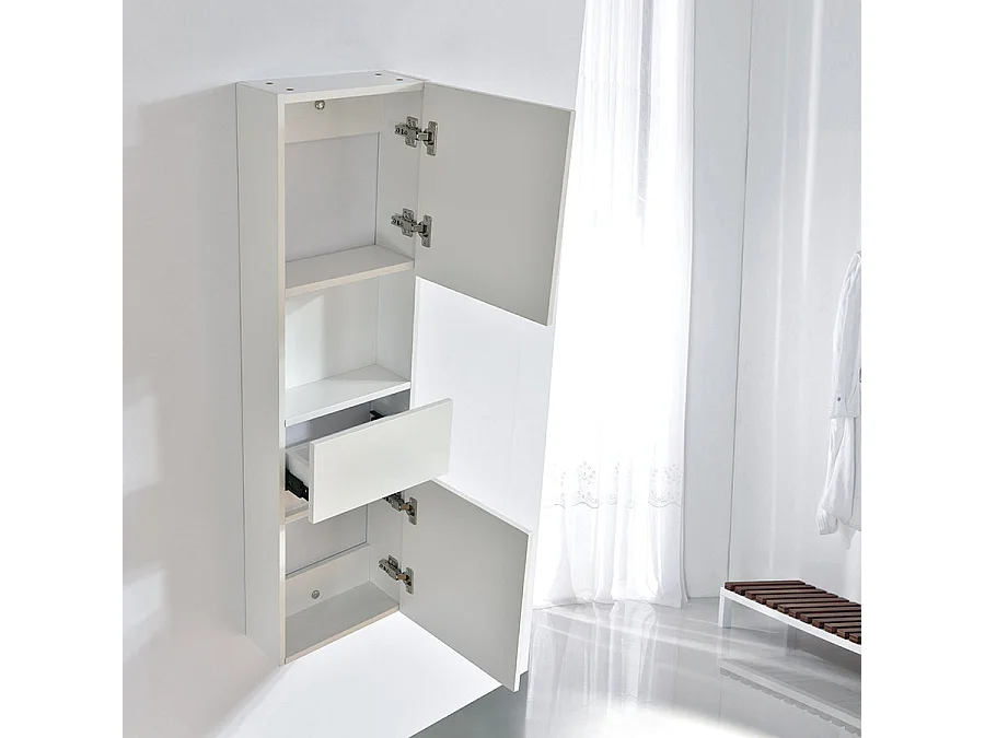 Grande armoire de rangement ESSENTIEL hauteur 120 cm mélaminé blanc