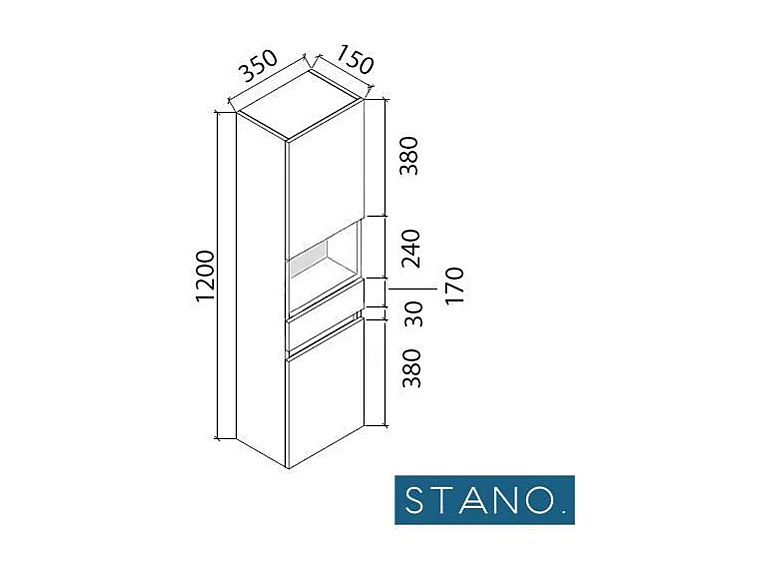 Grande armoire de rangement ESSENTIEL hauteur 120 cm mélaminé blanc