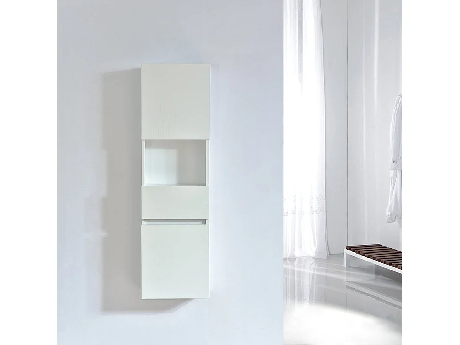 Großer Hängeschrank in Melamin mit weißem Finish ESSENTIEL