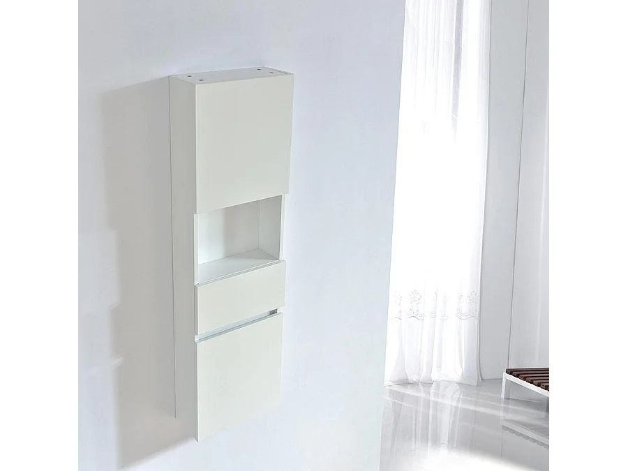 Großer Hängeschrank in Melamin mit weißem Finish ESSENTIEL