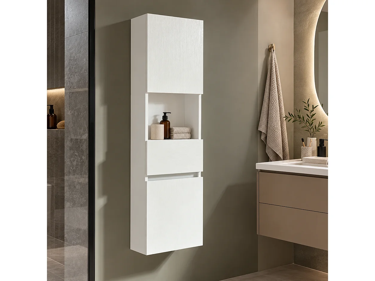Großer Hängeschrank in Melamin mit weißem Finish ESSENTIEL