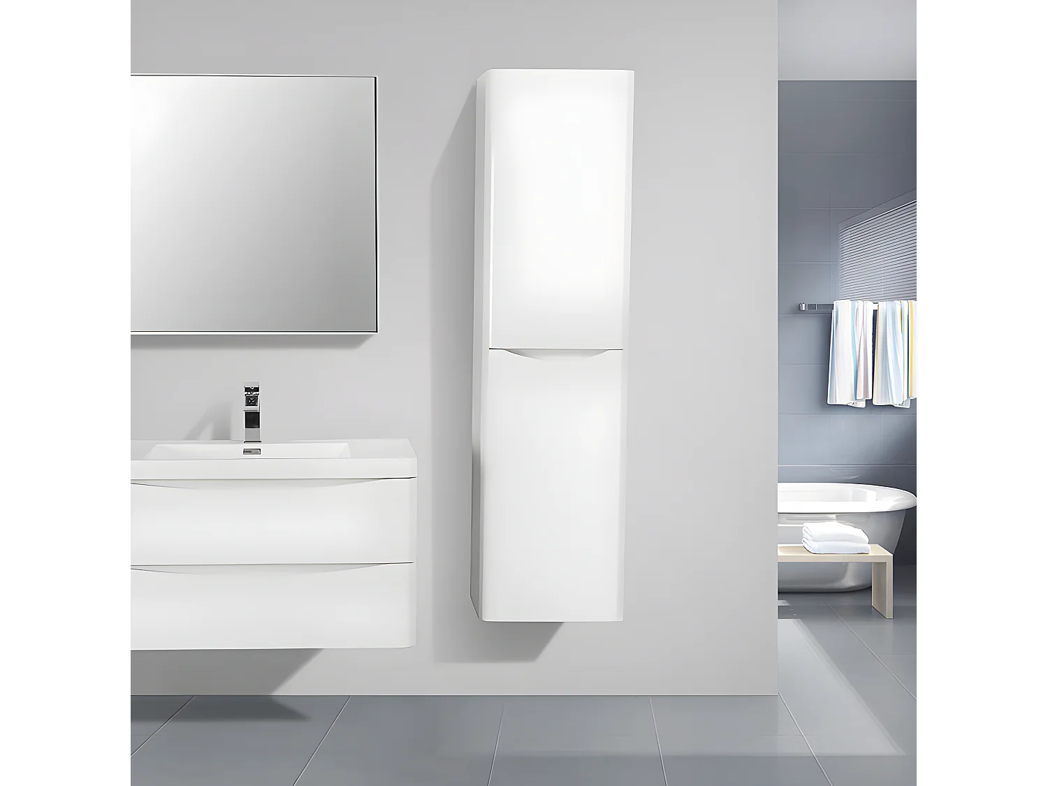 Mueble Auxiliar Suspendido 150 cm PIACENZA - Blanco