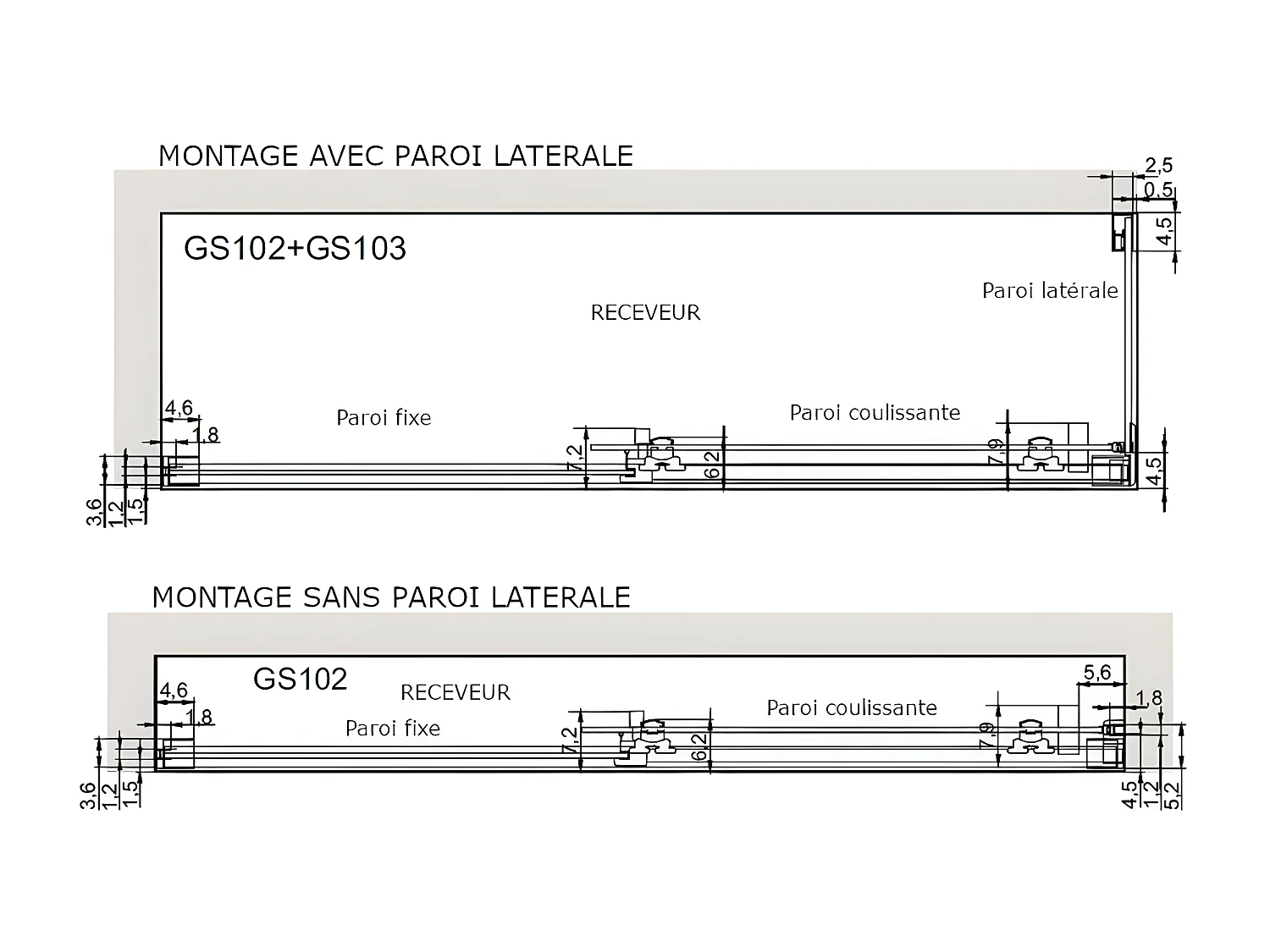 Paroi de douche fixe + Porte coulissante GLASÉ verre sérigraphié 140 cm  Sans paroi latérale