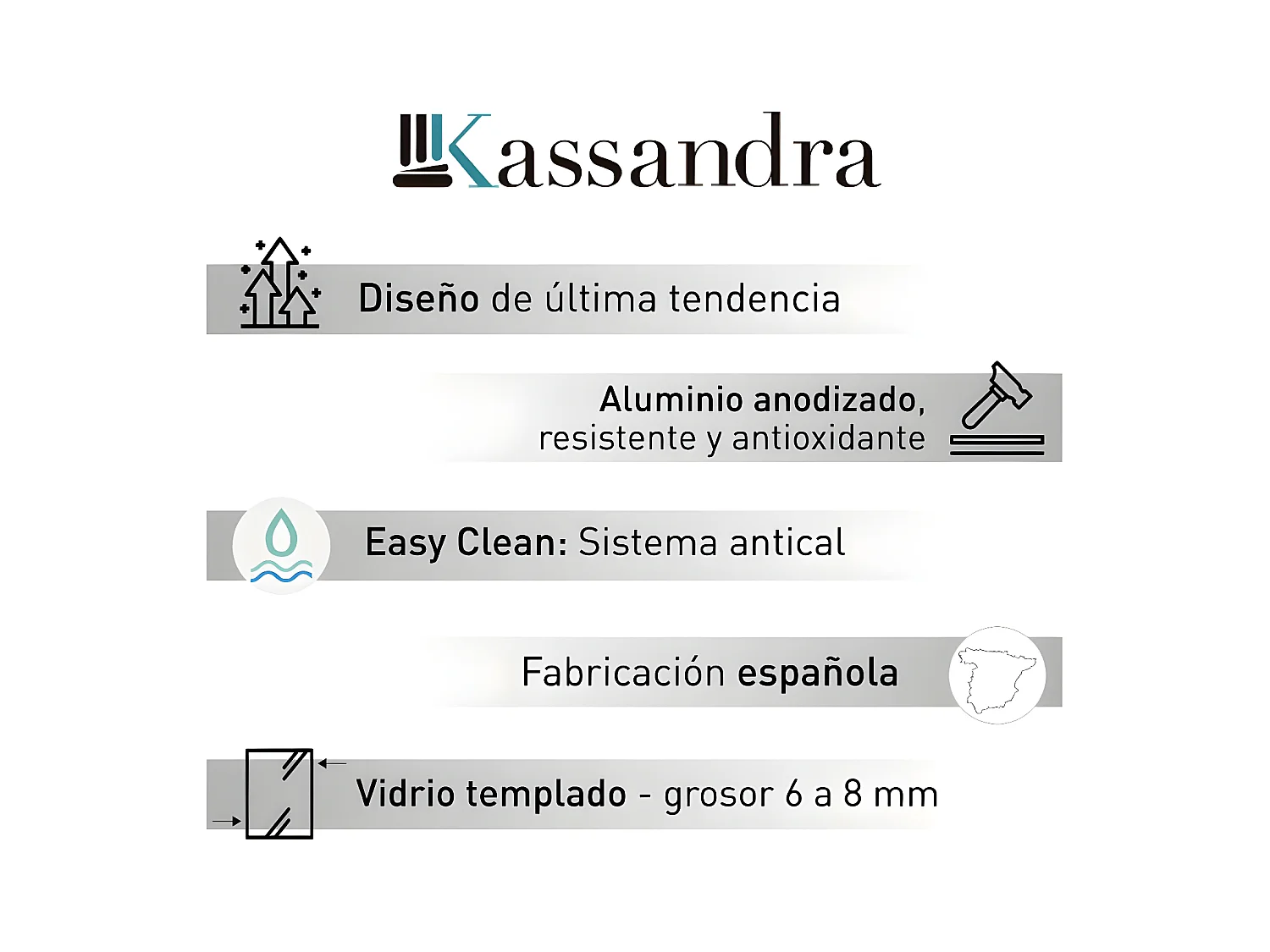 Frontal de ducha + Puerta Corredera 175 cm GLASÉ perfil Cromado con Cristal serigrafiado Sin pared lateral