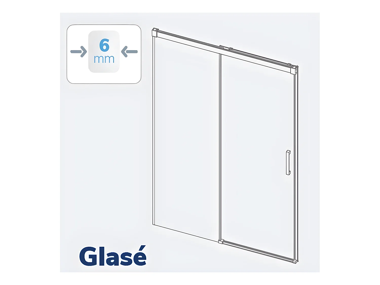 Frontal de ducha + Puerta Corredera 120 cm GLASÉ perfil Cromado con Cristal serigrafiado Sin pared lateral